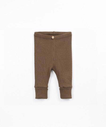 Leggings de malha canelada com algod�o