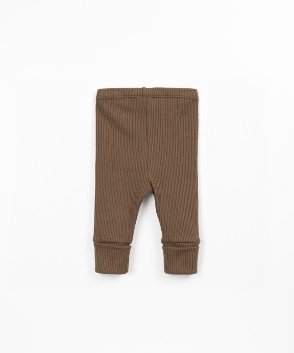 Leggings de malha canelada com algod�o