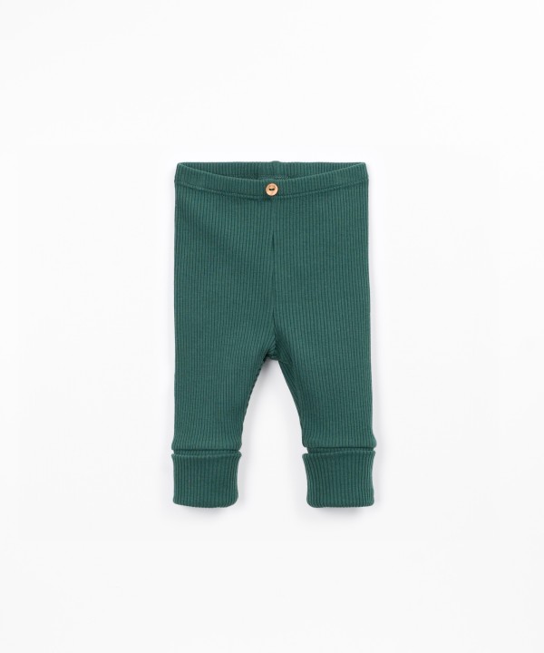 Leggings de malha canelada com algod�o