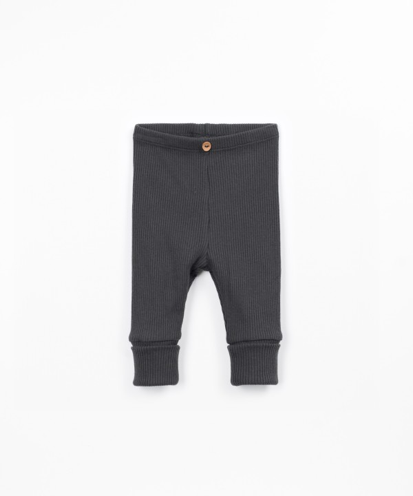 Leggings de malha canelada com algod�o