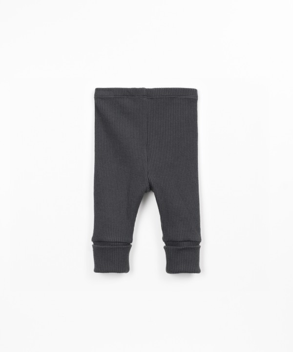 Ribbed knit leggings with cotton