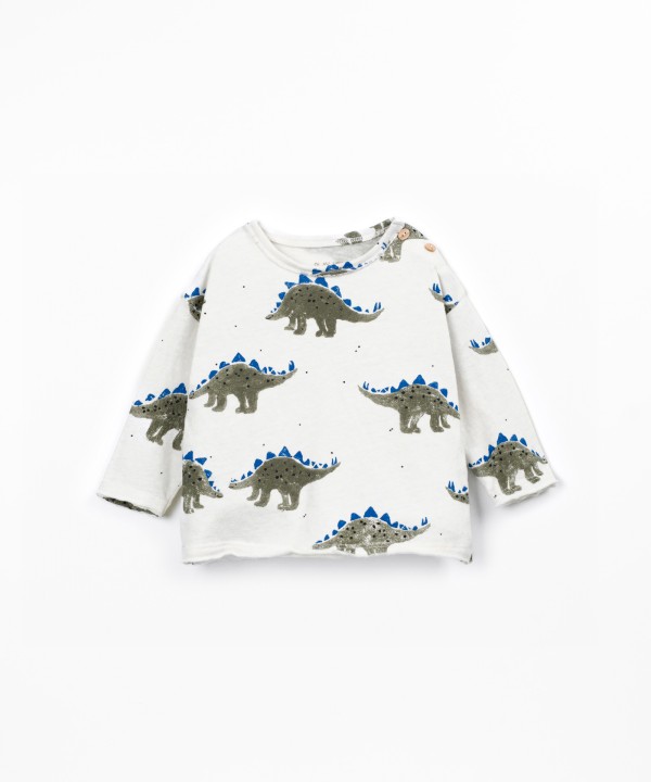 Knitted sweater with dinosaur print