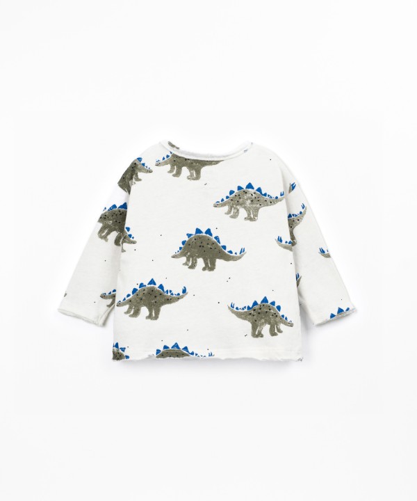 Knitted sweater with dinosaur print
