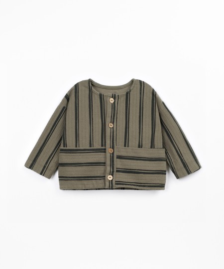 Cotton jersey shirt with striped print
