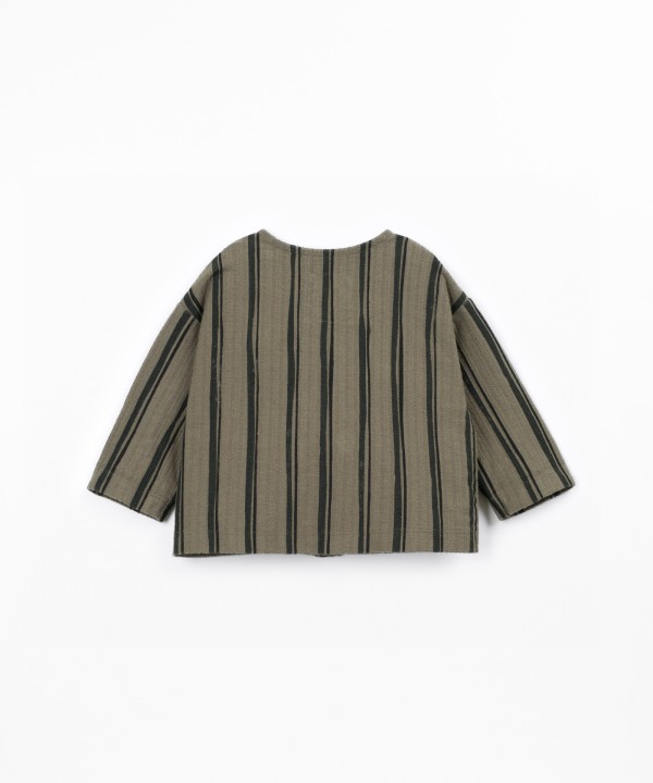 Camisa de malha em algod�o com estampado de riscas