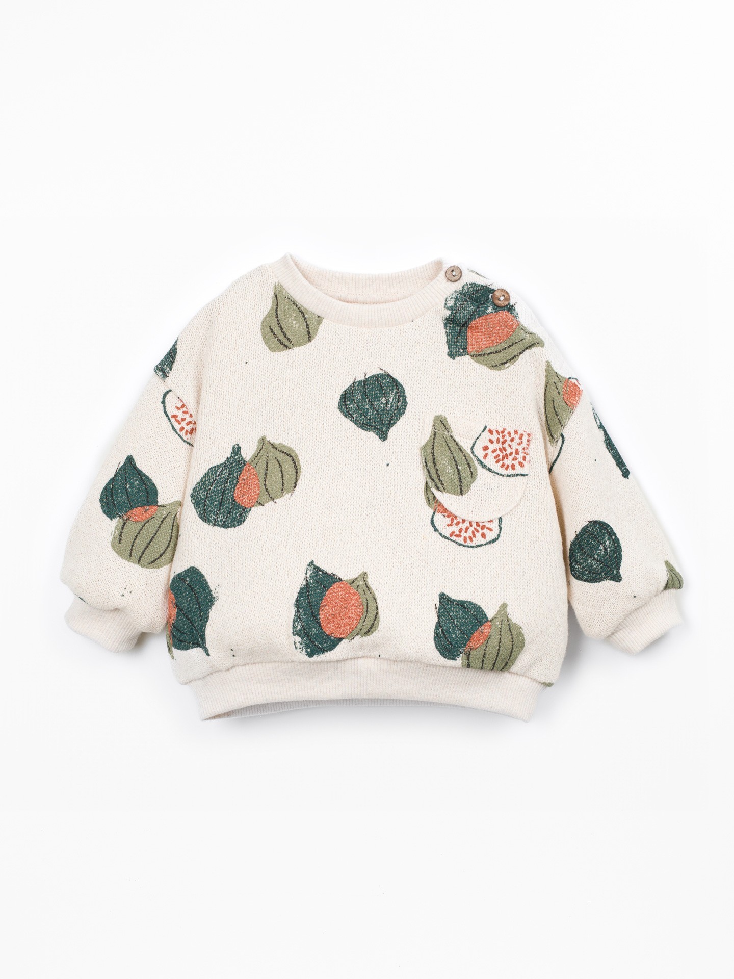 Knit sweater with fig pattern