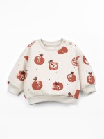 Knit sweater with shoulder opening