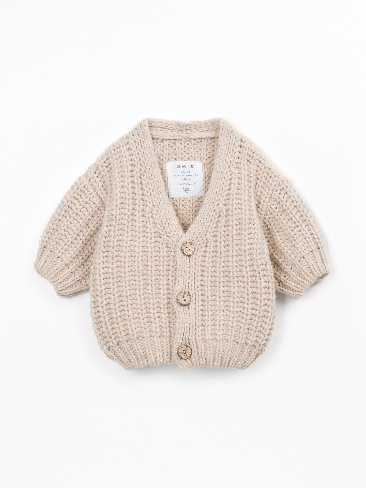 Manteau en tricot avec mélange de laine recyclée et polyamide recyclé