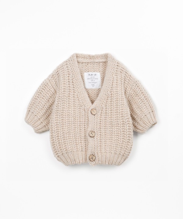 Manteau en tricot avec mélange de laine recyclée et polyamide recyclé