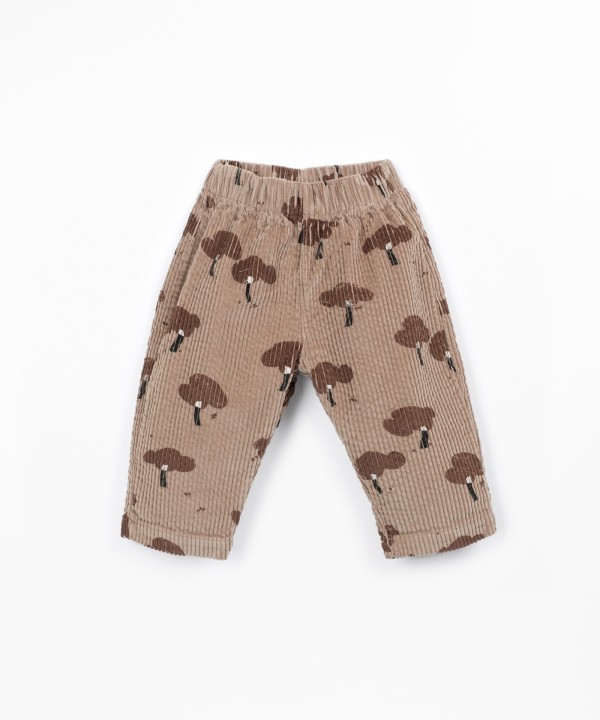 Corduroy pants with print