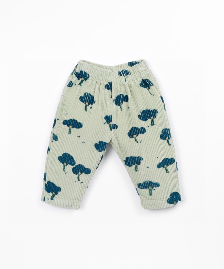 Pantalon en velours côtelé avec imprimé