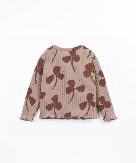 T-shirt en maille côtelée avec mélange de fibres recyclées