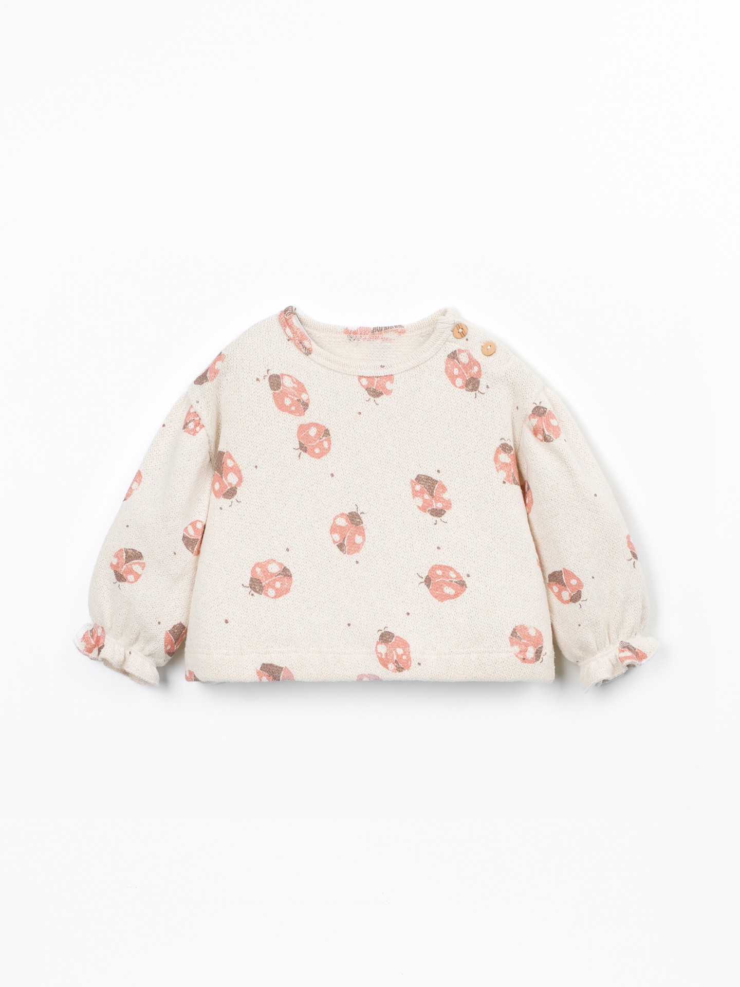 Knit sweater with a blend of cotton and recycled cotton