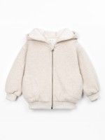 Knit jacket with hood and zipper