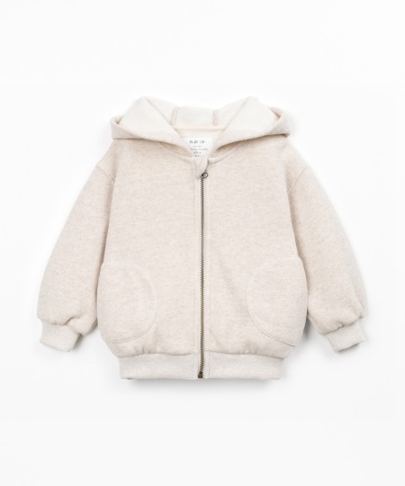 Knit jacket with hood and zipper