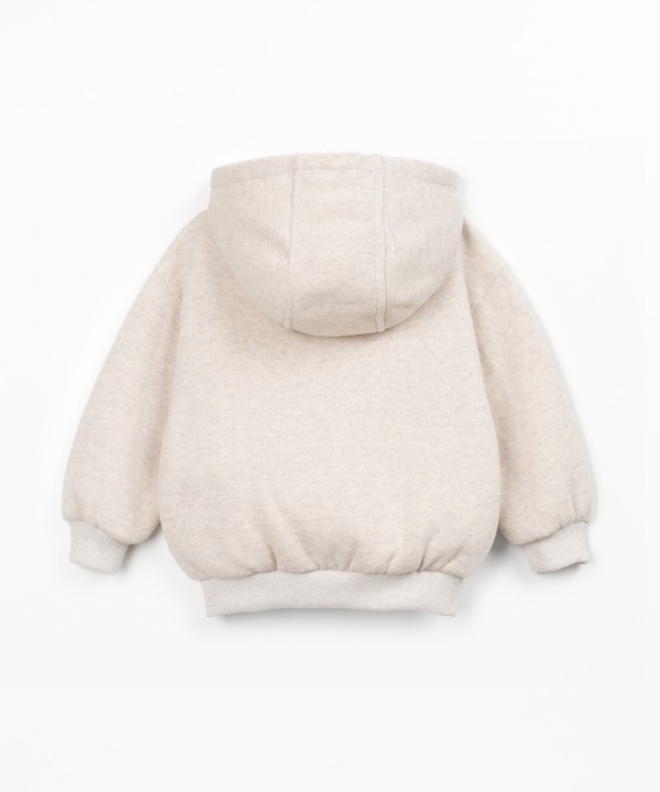 Knit jacket with hood and zipper
