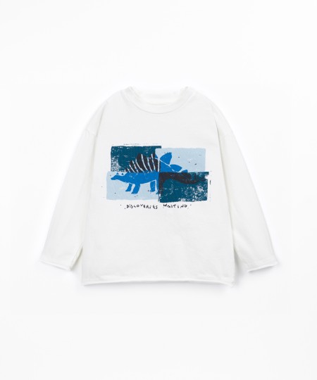 T-shirt in cotton and recycled cotton with design on the front