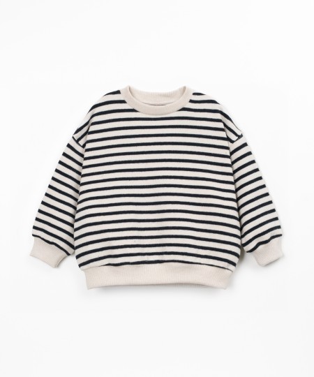 Knit sweater with cotton and recycled cotton blend
