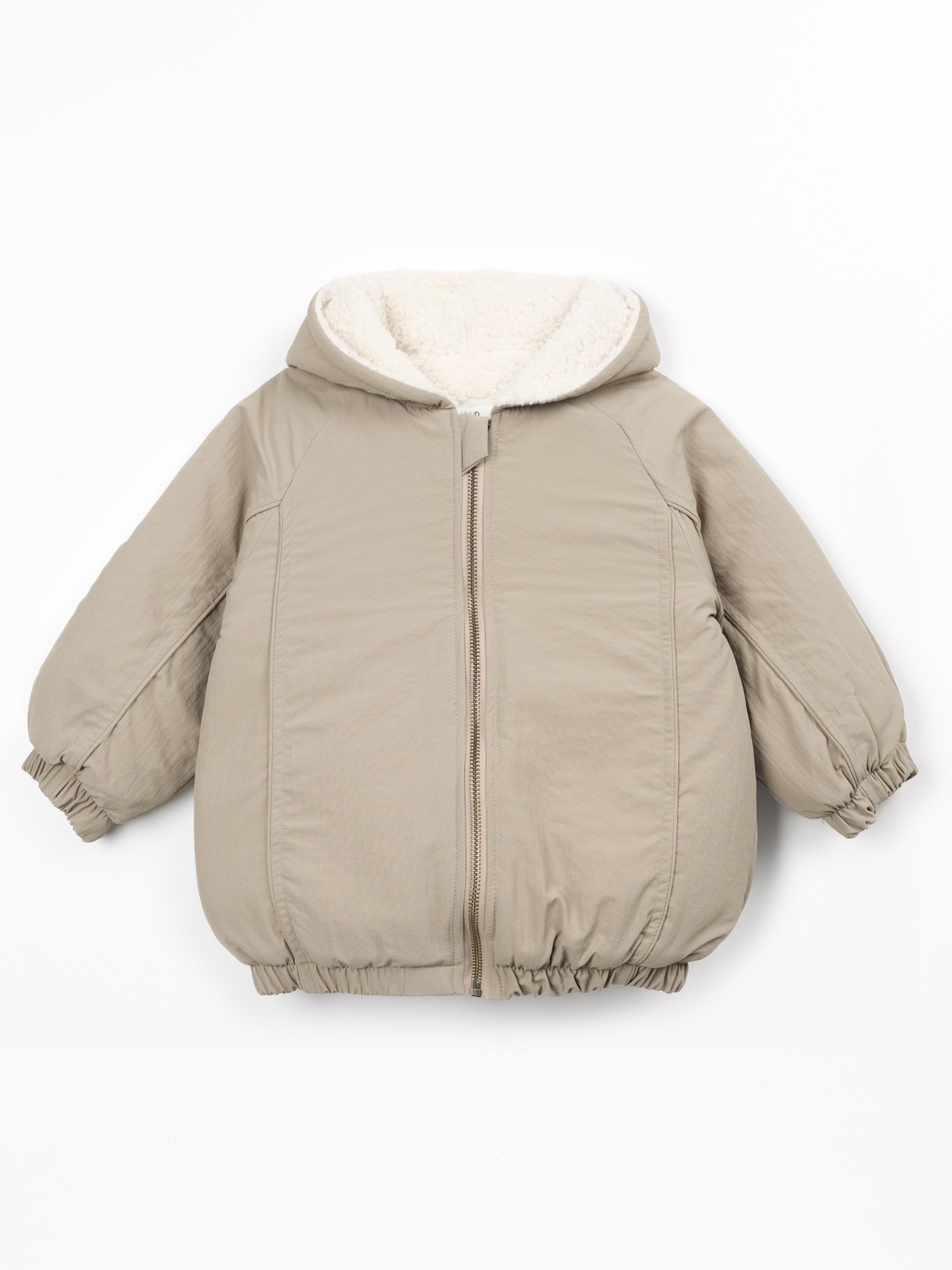 Coat with fur lining in organic cotton