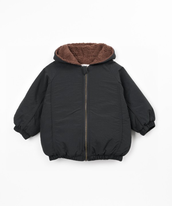 Coat with fur lining in organic cotton