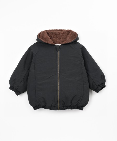 Coat with fur lining in organic cotton