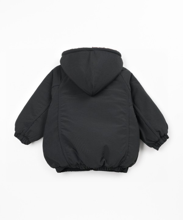 Coat with fur lining in organic cotton