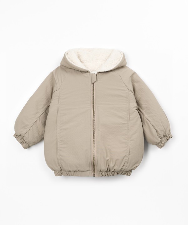 Coat with fur lining in organic cotton