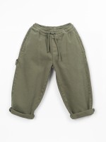 Cotton twill pants with elastic waist