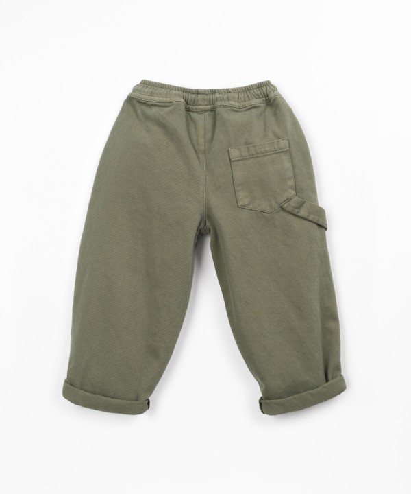 Cotton twill pants with elastic waist