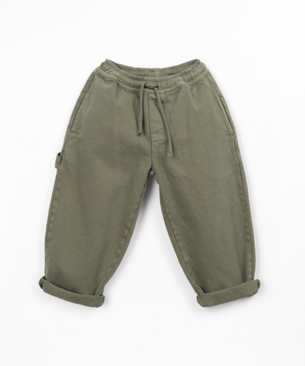 Cotton twill pants with elastic waist