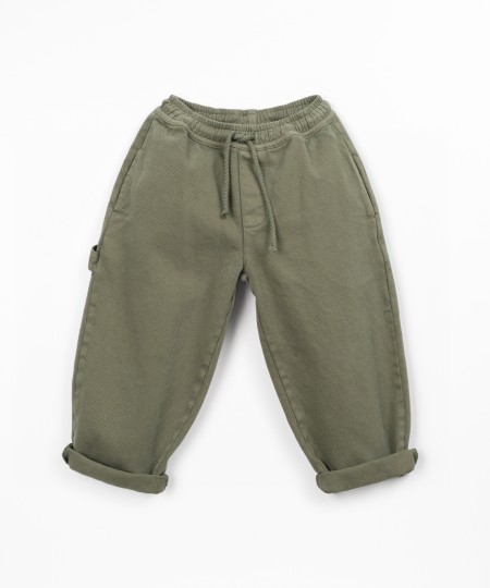 Cotton twill pants with elastic waist