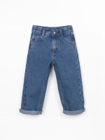 Denim trousers with adjustable belt