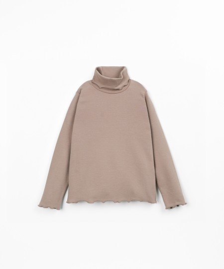 Knit T-shirt with high neck