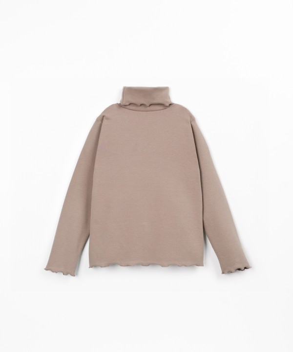 Knit T-shirt with high neck