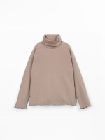 Knit T-shirt with high neck