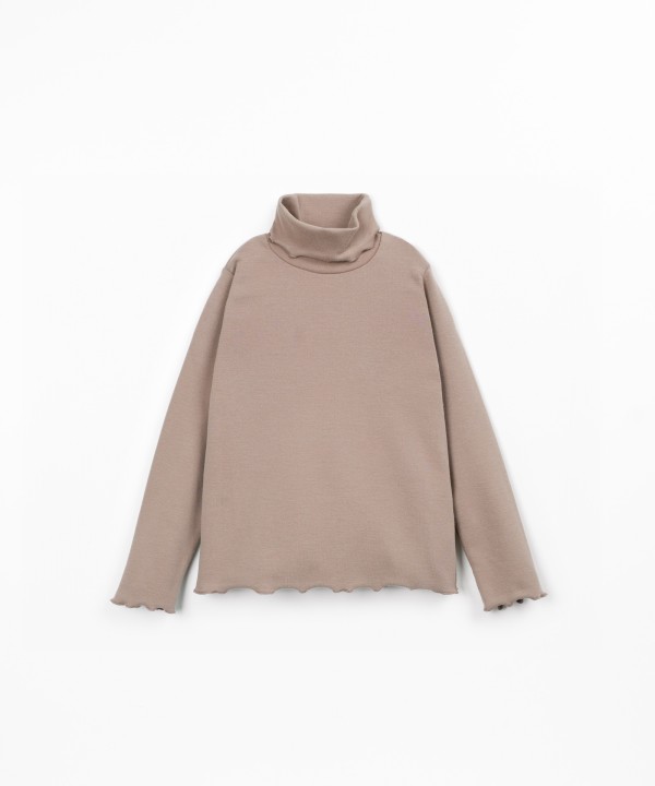 Knit T-shirt with high neck