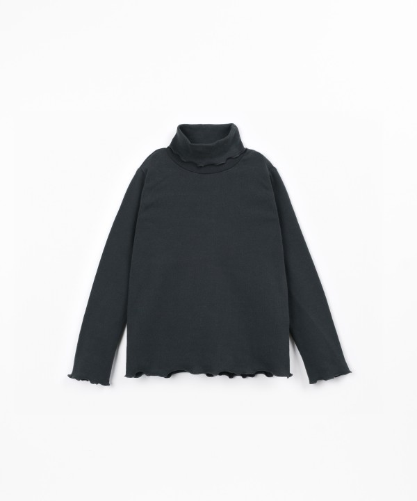 Knit T-shirt with high neck