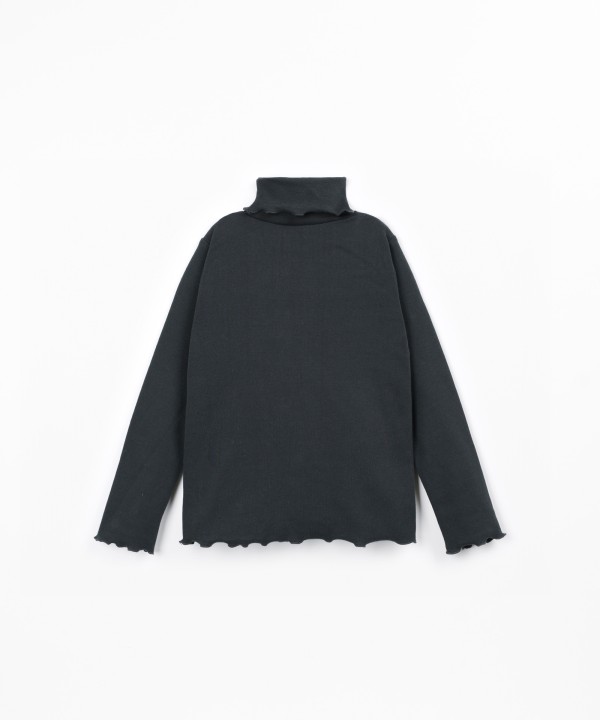 Knit T-shirt with high neck