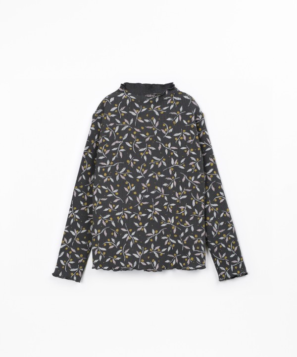 T-shirt in maglia a coste con stampa