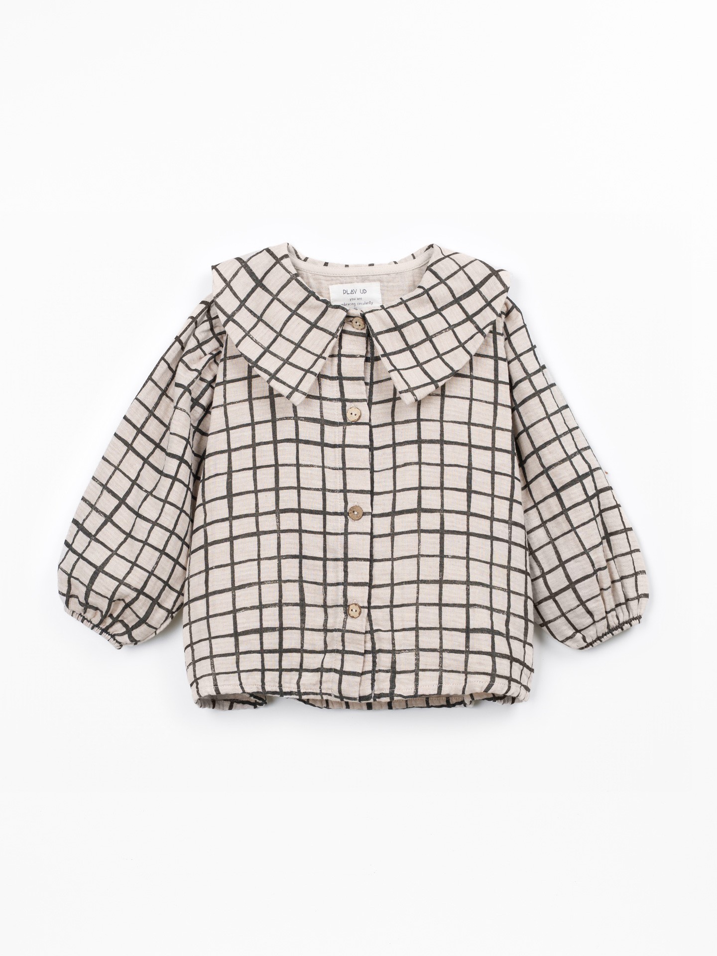 Woven blouse with check pattern