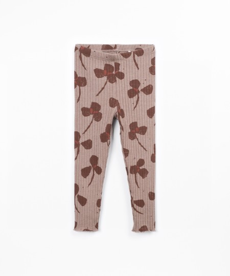 Printed ribbed knitted leggings