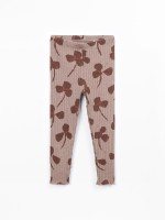 Printed ribbed knitted leggings