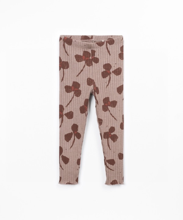 Printed ribbed knitted leggings