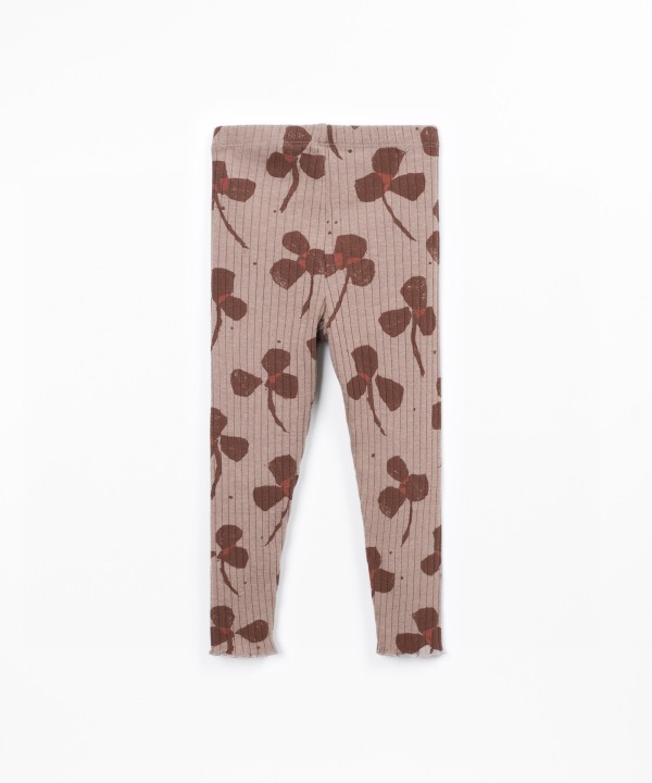 Printed ribbed knitted leggings
