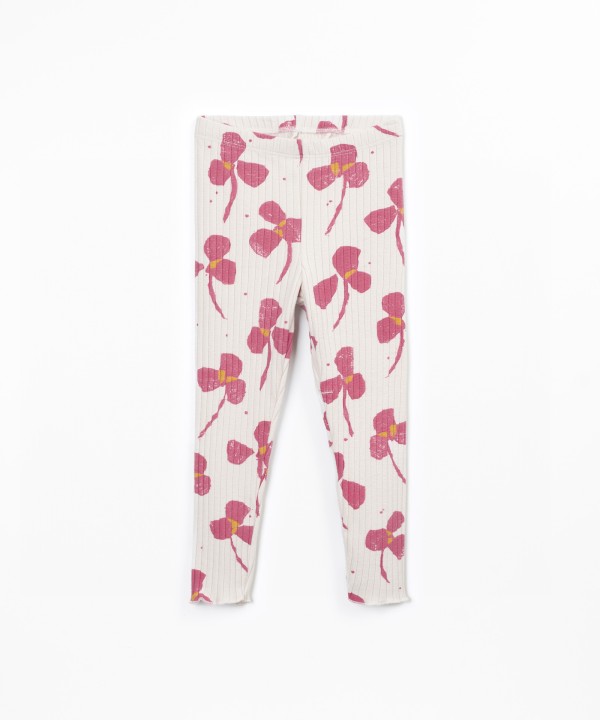 Printed ribbed knitted leggings