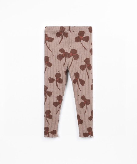 Printed ribbed knitted leggings