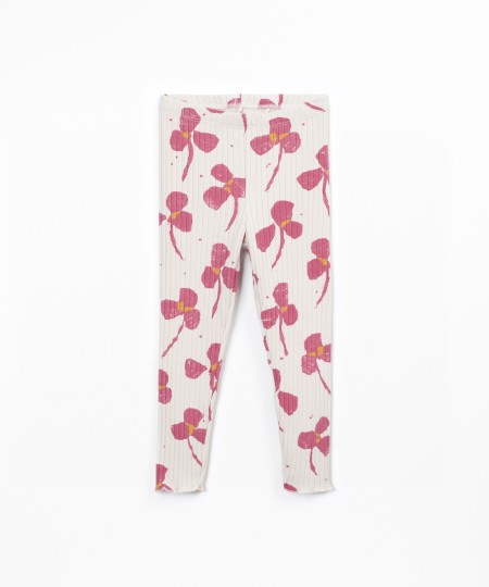Printed ribbed knitted leggings