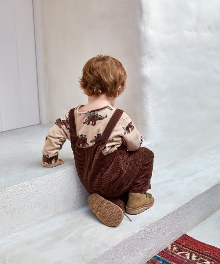 Knit sweater with dinosaur print
