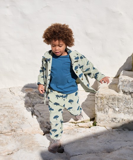 Corduroy trousers with print