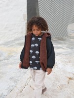 Coat with fur lining in organic cotton
